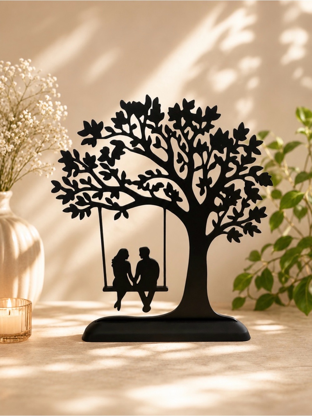 Silhouette Tree Couple  Décor - Black